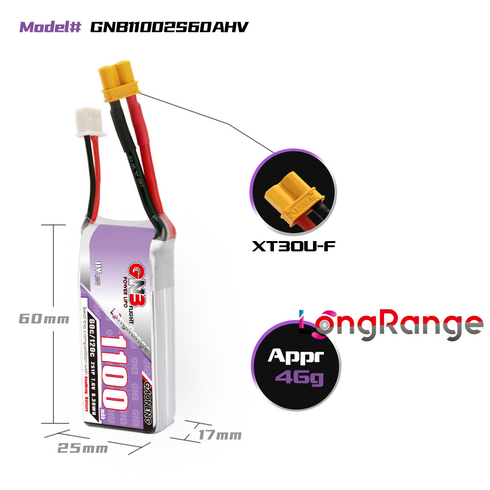 GNB 1100mAh 2S 3S 4S 6S 60C/12 - Drone Battery Connector ulasan dan harga